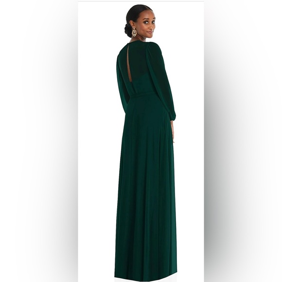 NWOT Dessy Collection Chiffon Overlay Maxi Dress in Evergreen - Size 6 - Picture 4 of 7